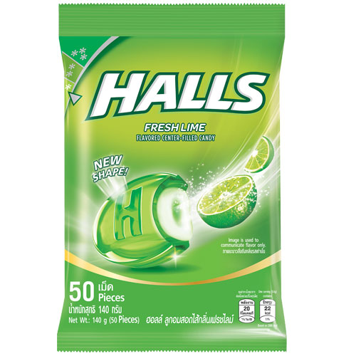 Halls Bag Fresh Lime Candy 50's - 150g